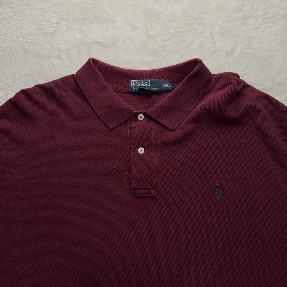 Polo Ralph Lauren Polo Shirt Mens 2XL Maroon Long Sleeve Cotton Pony Logo Casual